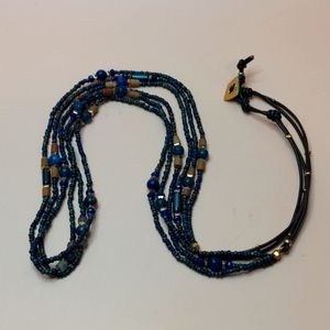32 Inch Nakamol Necklace 3 Strand Blue/Brown